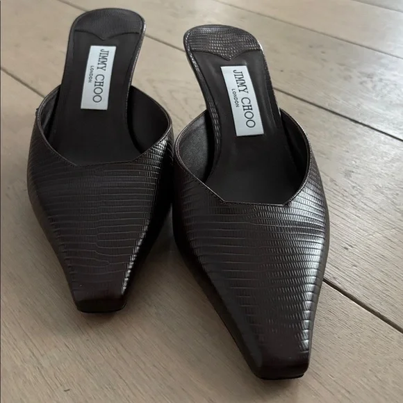 Jimmy Choo brown croc print kitten heel mules - Picture 2 of 7